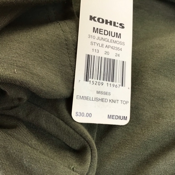 Apt. 9, Moss, Jeweled,Trim,Top. - Picture 5 of 5